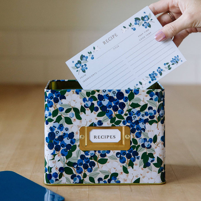 Blueberry Field Tin Recipe Box