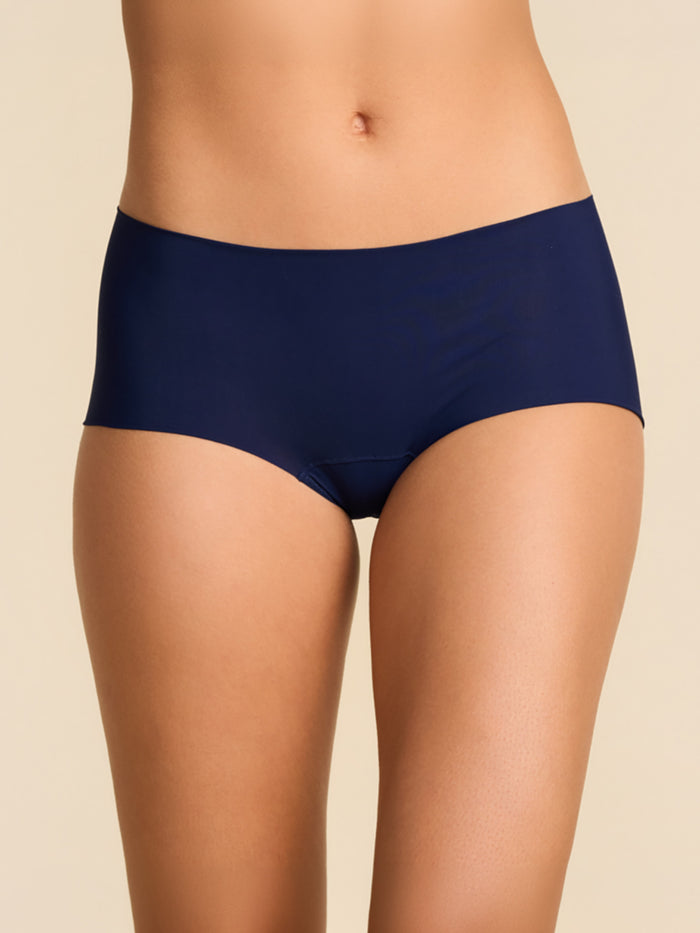 Navy BreatheSoft™ Boyshort Front View, Seamless Microfiber No-Panty-Line Underwear | Hanky Panky