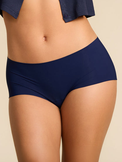 Navy BreatheSoft™ Boyshort Styled with Navy Crop Top, Comfortable Full Coverage Boyshort | Hanky Panky