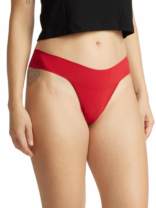 Cherryade Red BreatheSoft™ Natural Rise Thong - Front On-Model, V-Waistband, No Panty Lines | Hanky Panky