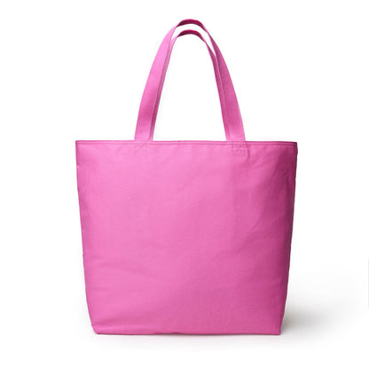 Hot pink canvas tote bag with sturdy handles, perfect for stylish and practical everyday use.