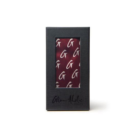 BUSY LIVING LARGE MONOGRAM SILK SCARF - BURGUNDY
