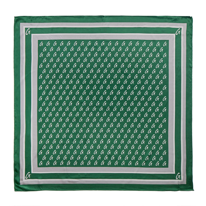 BUSY LIVING LARGE MONOGRAM SILK SCARF - GREEN
