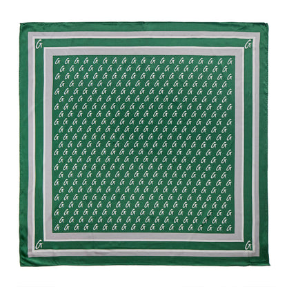 BUSY LIVING LARGE MONOGRAM SILK SCARF - GREEN