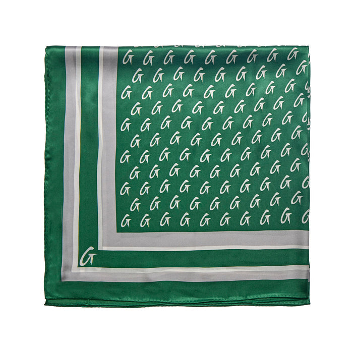 BUSY LIVING LARGE MONOGRAM SILK SCARF - GREEN