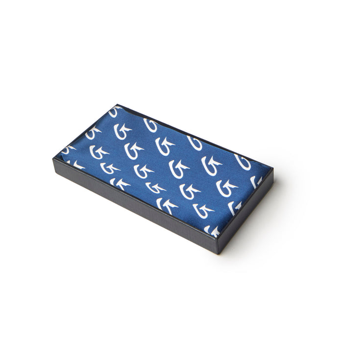 BUSY LIVING LARGE MONOGRAM SILK SCARF - NAVY