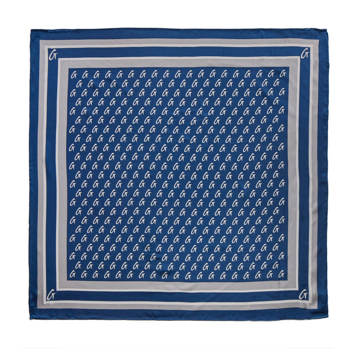 BUSY LIVING LARGE MONOGRAM SILK SCARF - NAVY