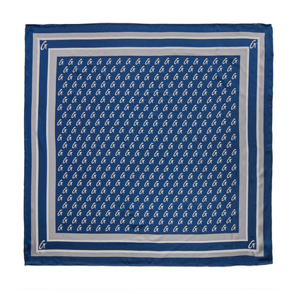 BUSY LIVING LARGE MONOGRAM SILK SCARF - NAVY