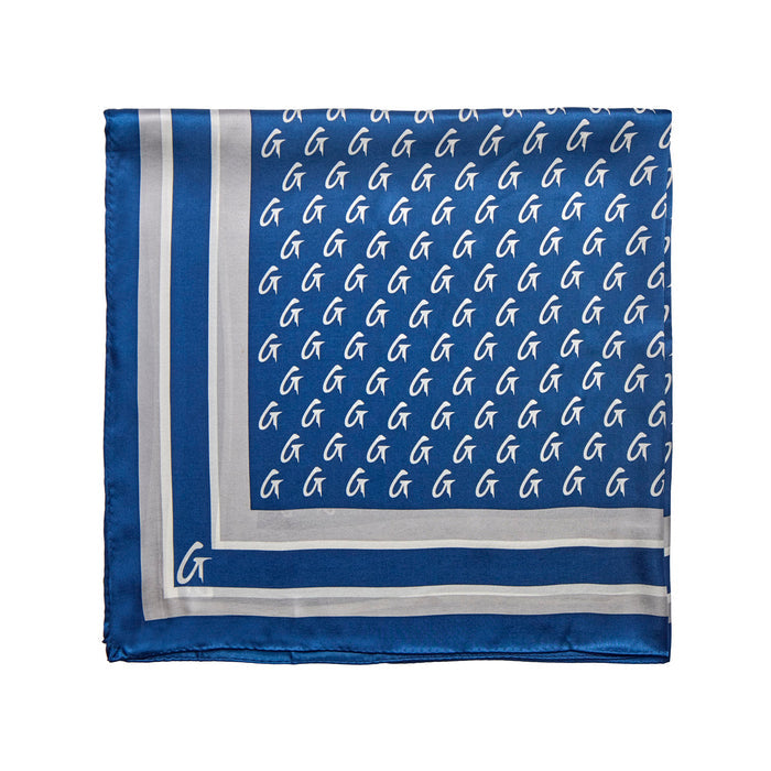 BUSY LIVING LARGE MONOGRAM SILK SCARF - NAVY