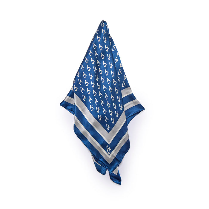 BUSY LIVING LARGE MONOGRAM SILK SCARF - NAVY