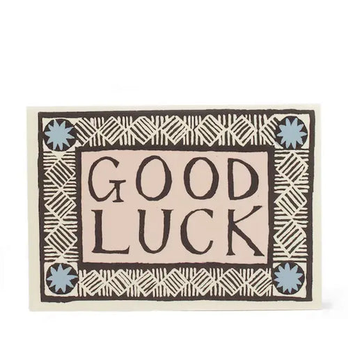 Cambridge Imprint - Good Luck Greeting Card in Coffee, Pink and Sky Blue