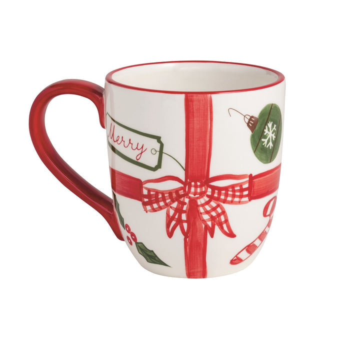 Christmas Bow Hand-Painted Mug