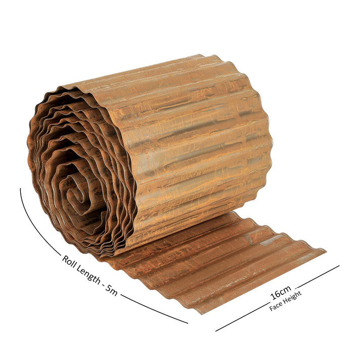 Corrugated Pre-Rusted Metal Garden Border Roll