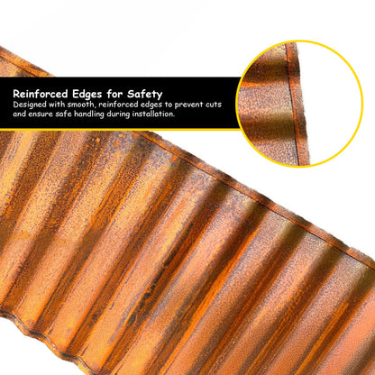 Corrugated Pre-Rusted Metal Garden Border Roll