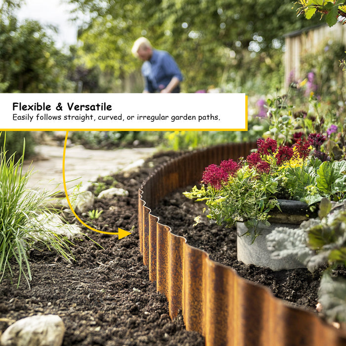 Corrugated Pre-Rusted Metal Garden Border Roll