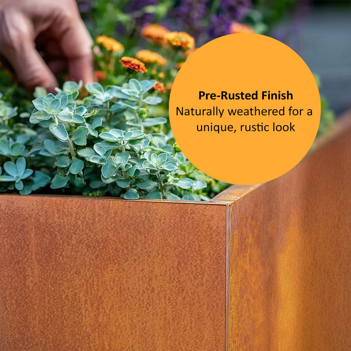 Corten Steel Cube Planter Pre-Rusted 50cm x 50cm