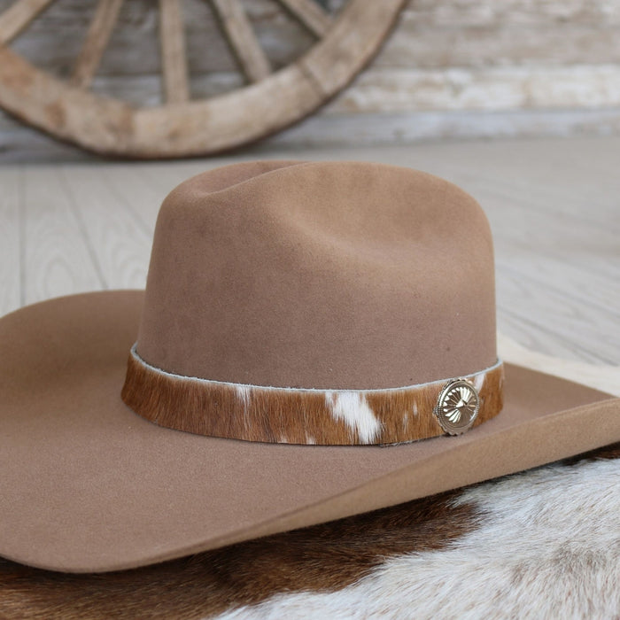 Cowhide Hat Band Brown & White