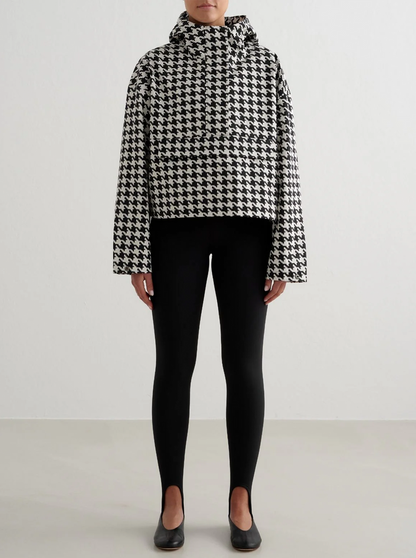 Cropped Waterproof Anorak in Pepita
