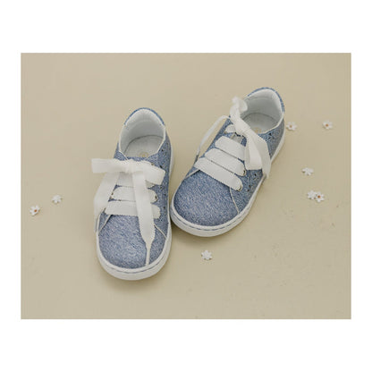 L'Amour Toddler Girls Denise Denim Cut Out Sneaker With Scalloped Lace