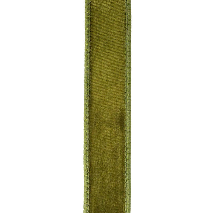 Designer Plush Velvet Elite Wired, Olive, 1 In, 10 Yards