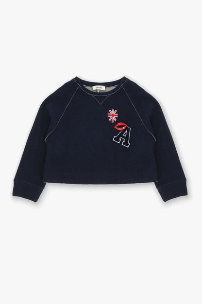 Dixie Felpa Girocollo Cropped Blu Bambina