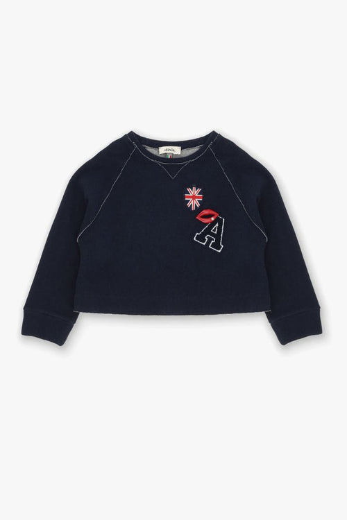 Dixie Felpa Girocollo Cropped Blu Bambina