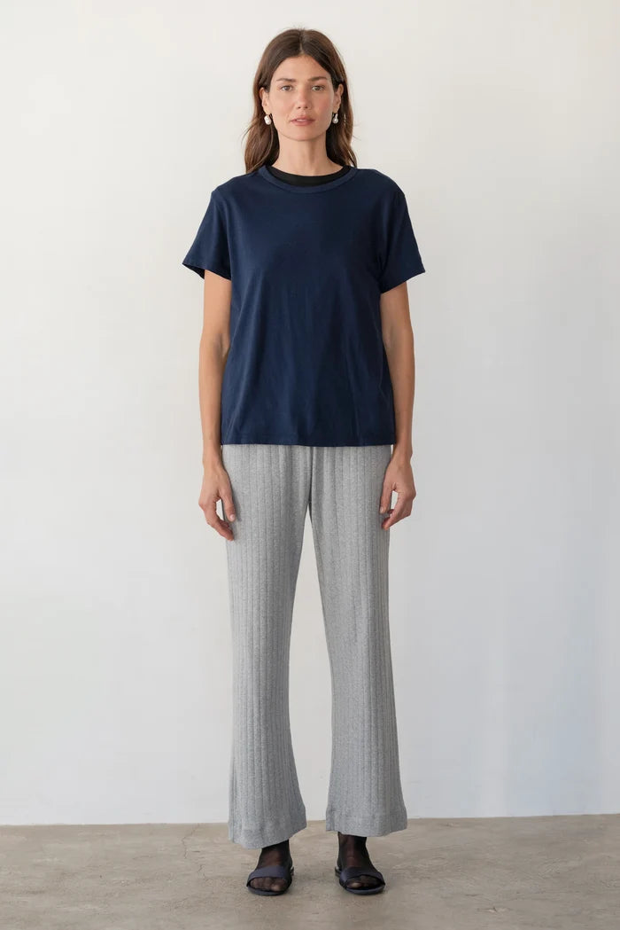 Donni – Pointelle Simple Crop Pant in Heather Grey