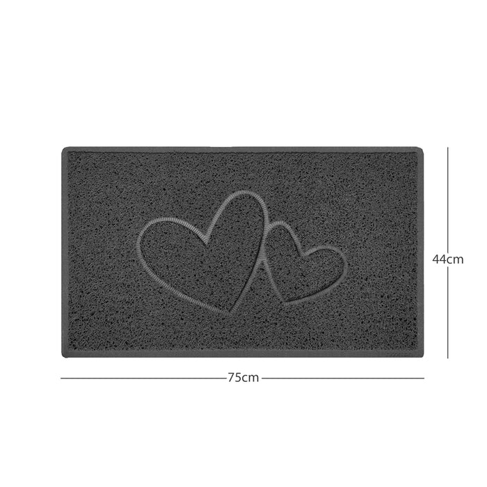 "Double Heart" Embossed Loofah Textured Spaghetti Doormat