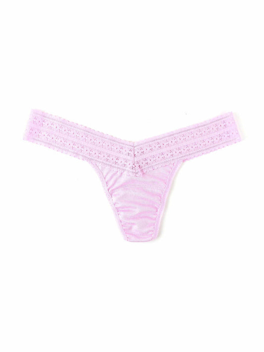 Cotton Candy Pink DreamEase™ Low Rise Thong with lace trim - Flat Lay | Hanky Panky