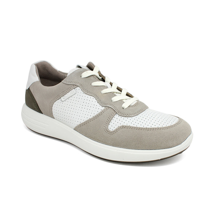 Grey men’s sport sneakers with lace-up front and perforated panels