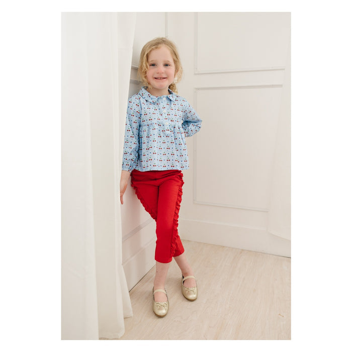L'Amour Girls Eliza Scalloped Leather Ballerina Flat - Gold