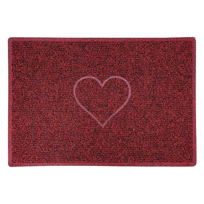 Embossed Heart Spaghetti Door Mat - Red & Black