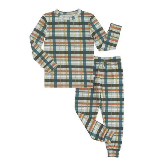 Emerson And Friends – Fall Plaid Two-Piece Bamboo Long Sleeve Pajama Kids Pants Set