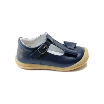 L'Amour Girls Emma Navy Bow T-Strap Mary Jane - Lamourshoes.com - Girls School Shoes