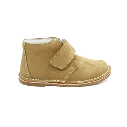 L'Amour Boys Emmett Nubuck Leather Stitch Down Velcro Desert Boot In Nubuck Khaki