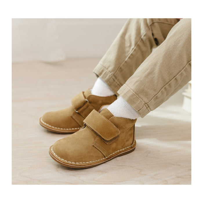 Toddler Boys Velcro Desert Boot - Emmett Nubuck Khaki Leather Stitch Down - L'Amour shoes