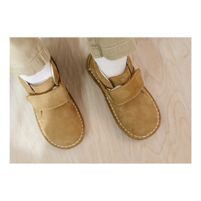 Toddler Boys Velcro Desert Boot - Emmett Nubuck Khaki Leather Stitch Down - L'Amour shoes