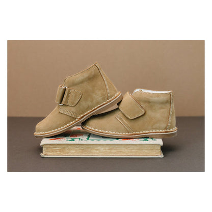 Toddler Boys Velcro Desert Boot - Emmett Nubuck Khaki Leather Stitch Down - L'Amour shoes