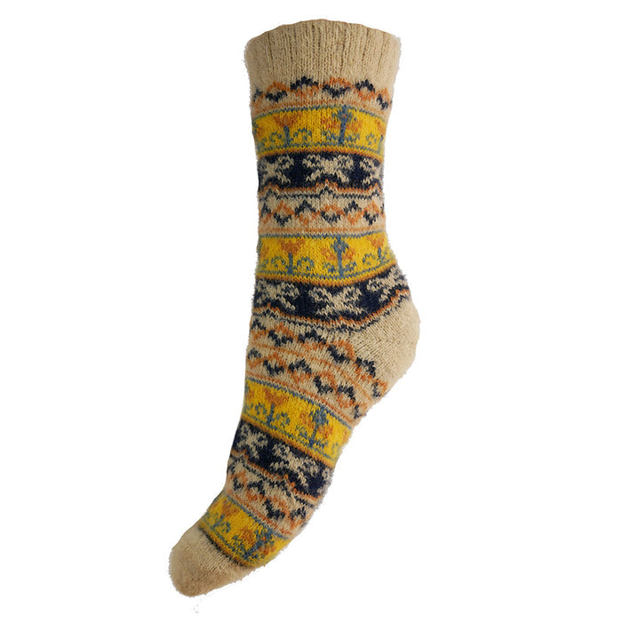Fawn and yellow bow patterned Cosy socks