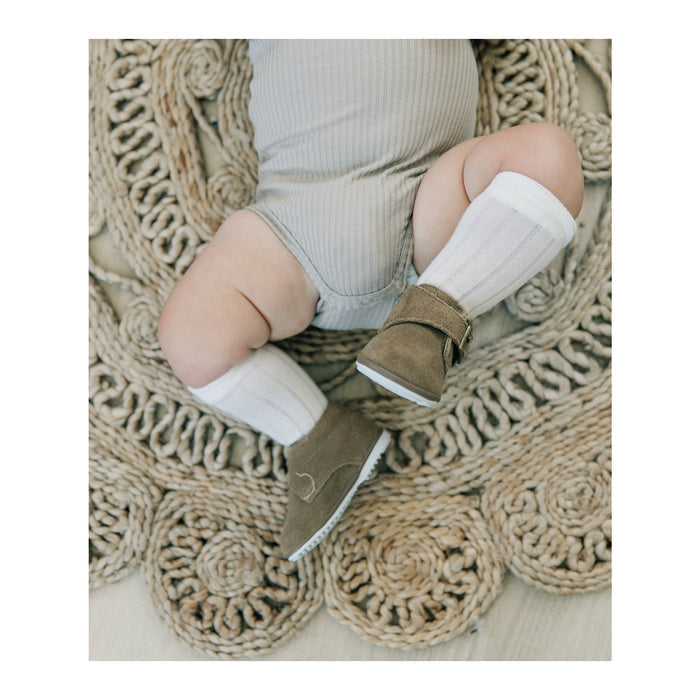 Angel Baby Boy's Finch Khaki Suede  Leather Boot First Walker - www.lamourshoes.com