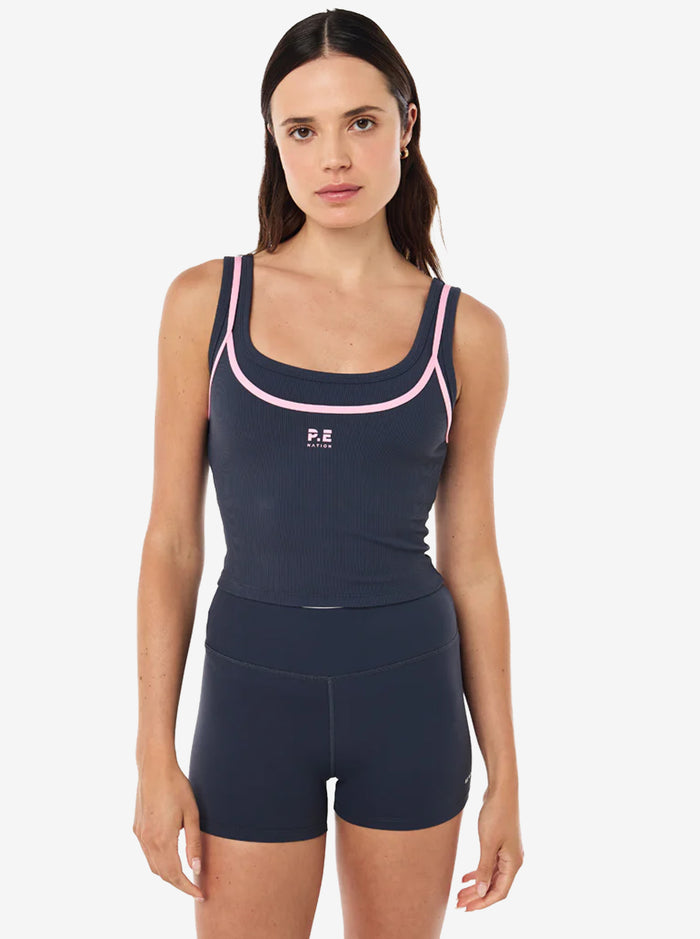 Forward Tank in Marine Blue & Prism Pink