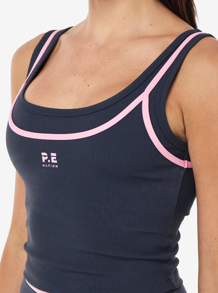 Forward Tank in Marine Blue & Prism Pink