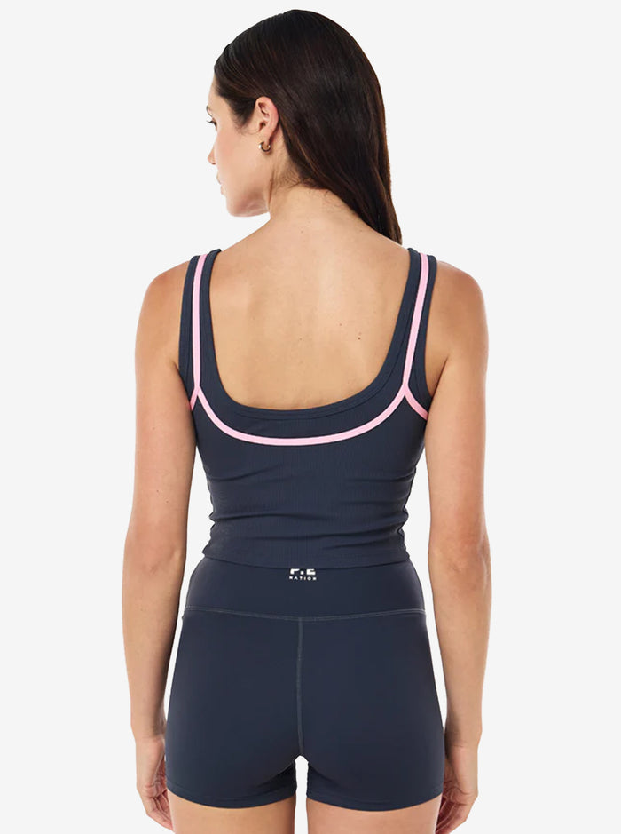 Forward Tank in Marine Blue & Prism Pink
