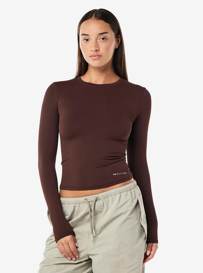 Foundation Long Sleeve Tee in Mahogany