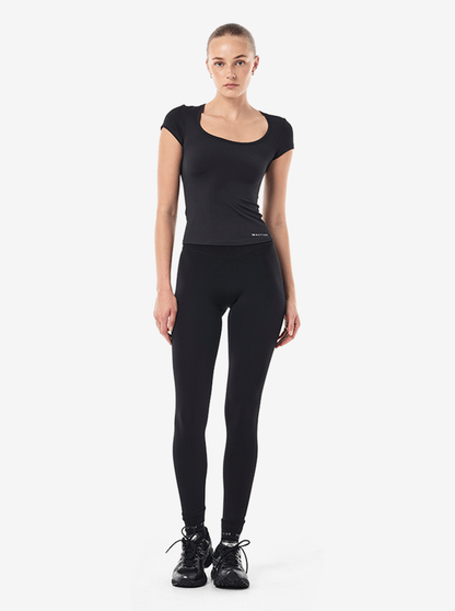 Foundation Scoop Short Sleeve Top in Black
