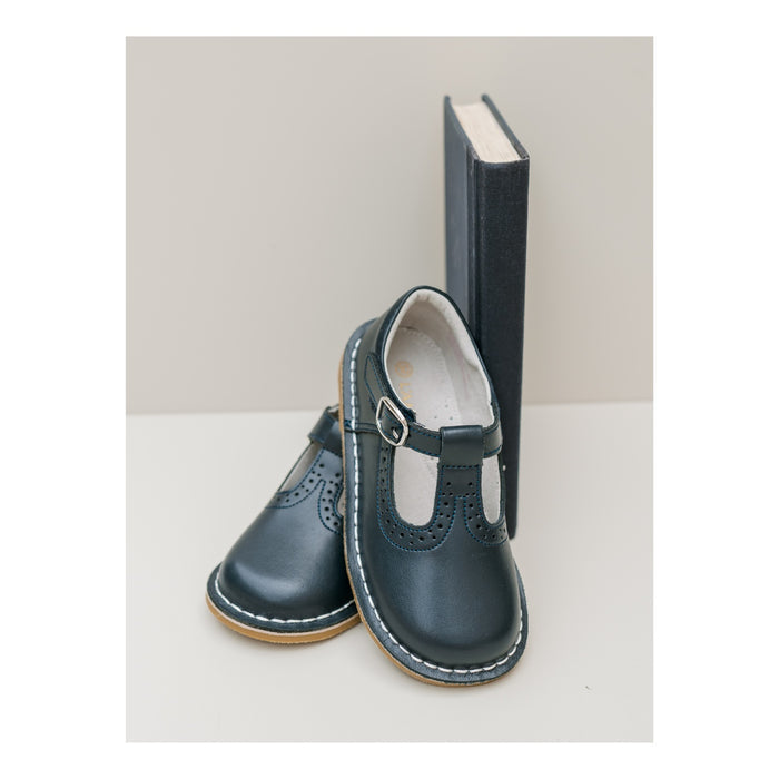 Toddler Girl's Frances Navy Leather t-Strap Mary Jane Shoe - L'Amour Shoes