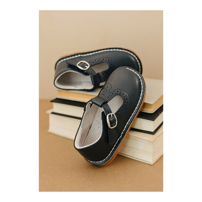 Toddler Girl's Frances Navy Leather T-Strap - L'Amour Shoes