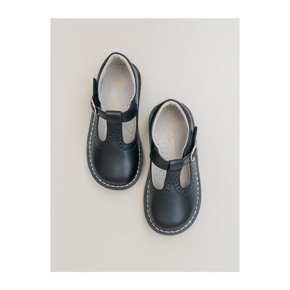 Toddler Girl's Frances Navy Leather t-Strap Mary Jane Shoe - L'Amour Shoes
