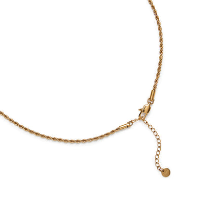 Gold GAL necklace featuring a twisted chain design with a secure clasp and adjustable length for versatile styling.