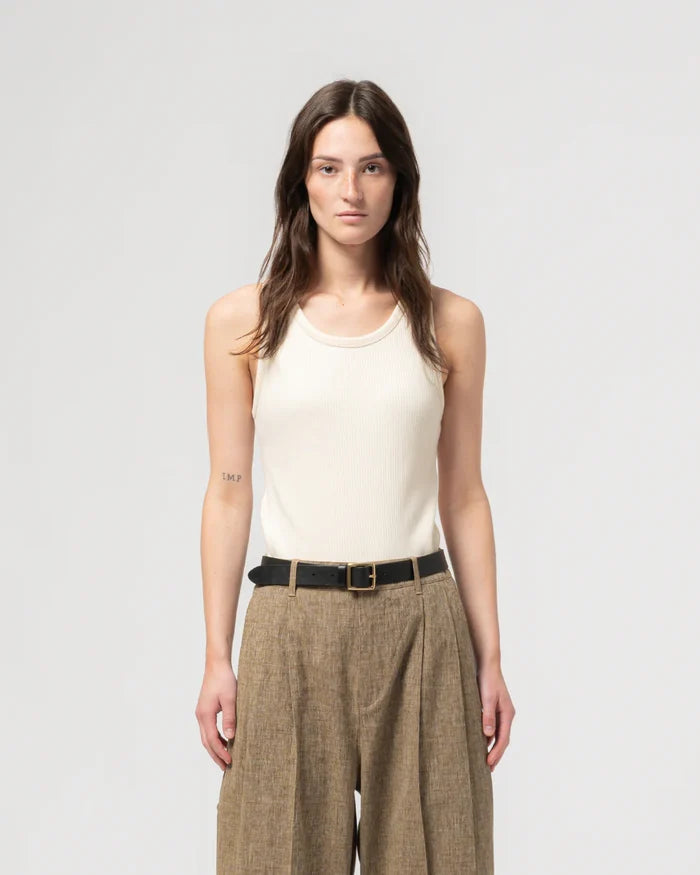 Girls of Dust - Military Rib Jersey Tank Top in Ecru